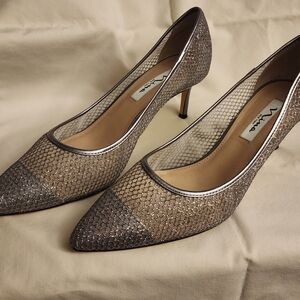 Elegant Silver Mesh Heels